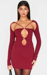 Elegant Red Sleeveless Bodycon Party Dress