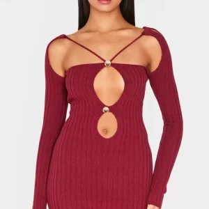 Elegant Red Sleeveless Bodycon Party Dress