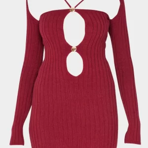 Elegant Red Sleeveless Bodycon Party Dress Hover Image
